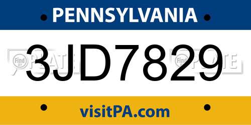 3JD7829 Pennsylvania License Plate