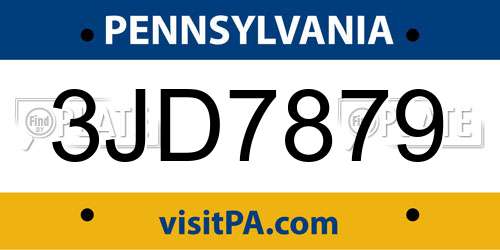3JD7879 Pennsylvania License Plate