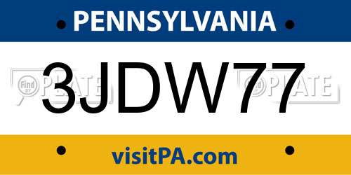 3JDW77 Pennsylvania License Plate