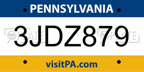 3JDZ879 Pennsylvania License Plate