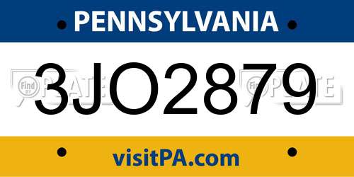 3JO2879 Pennsylvania License Plate
