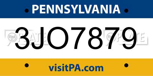 3JO7879 Pennsylvania License Plate