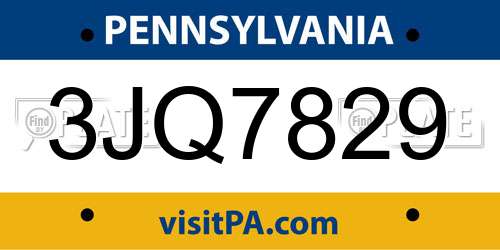 3JQ7829 Pennsylvania License Plate