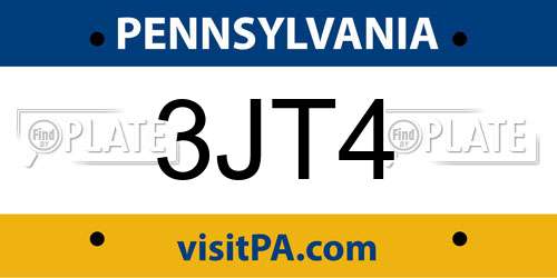 3JT4 Pennsylvania License Plate