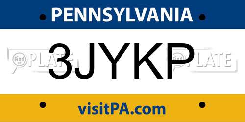 3JYKP Pennsylvania License Plate