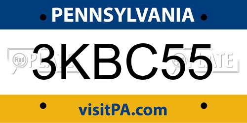 3KBC55 Pennsylvania License Plate