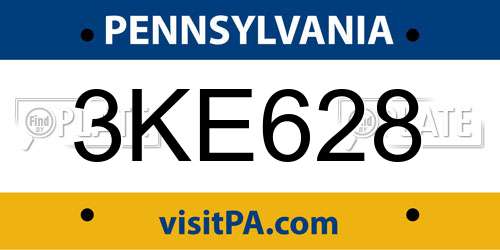 3KE628 Pennsylvania License Plate