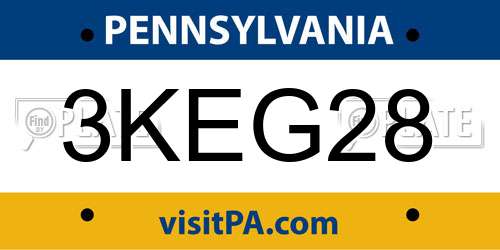 3KEG28 Pennsylvania License Plate