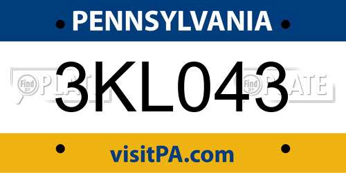3KL043 Pennsylvania License Plate