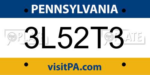 3L52T3 Pennsylvania License Plate