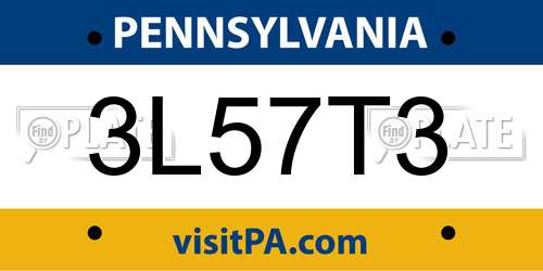 3L57T3 Pennsylvania License Plate