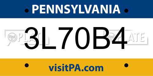 3L70B4 Pennsylvania License Plate
