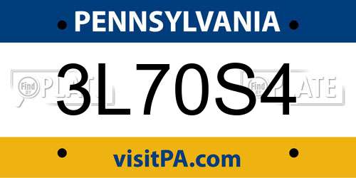 3L70S4 Pennsylvania License Plate