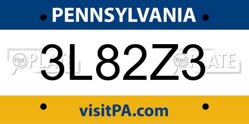 3L82Z3 Pennsylvania License Plate