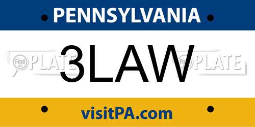 3LAW Pennsylvania License Plate