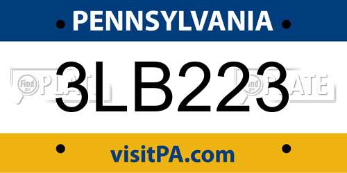 3LB223 Pennsylvania License Plate