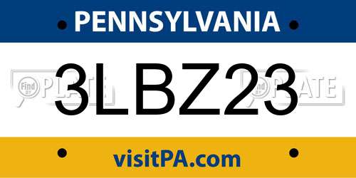 3LBZ23 Pennsylvania License Plate