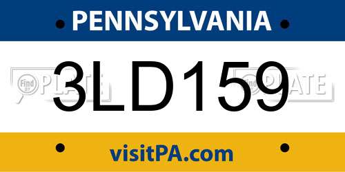 3LD159 Pennsylvania License Plate