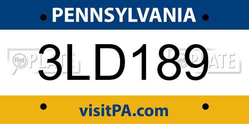 3LD189 Pennsylvania License Plate