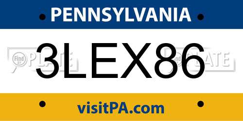 3LEX86 Pennsylvania License Plate