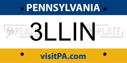 3LLIN Pennsylvania License Plate