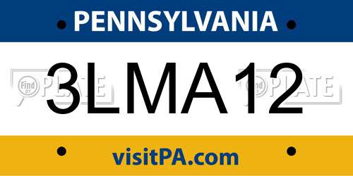 3LMA12 Pennsylvania License Plate