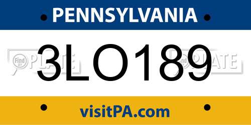 3LO189 Pennsylvania License Plate