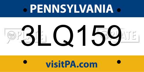 3LQ159 Pennsylvania License Plate