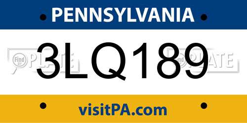3LQ189 Pennsylvania License Plate