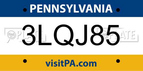 3LQJ85 Pennsylvania License Plate