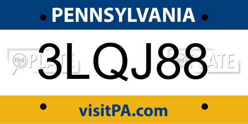3LQJ88 Pennsylvania License Plate