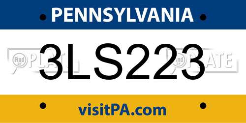 3LS223 Pennsylvania License Plate