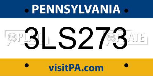 3LS273 Pennsylvania License Plate