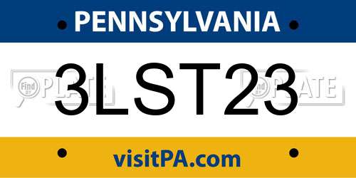3LST23 Pennsylvania License Plate