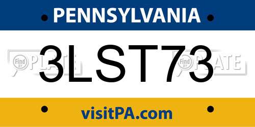 3LST73 Pennsylvania License Plate