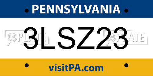 3LSZ23 Pennsylvania License Plate