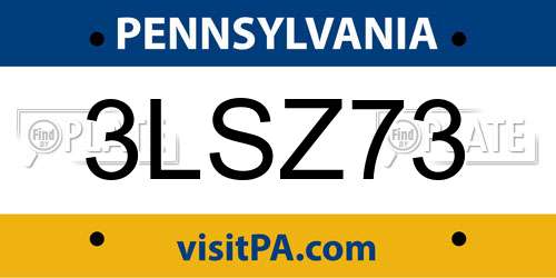 3LSZ73 Pennsylvania License Plate