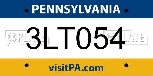 3LT054 Pennsylvania License Plate