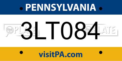 3LT084 Pennsylvania License Plate