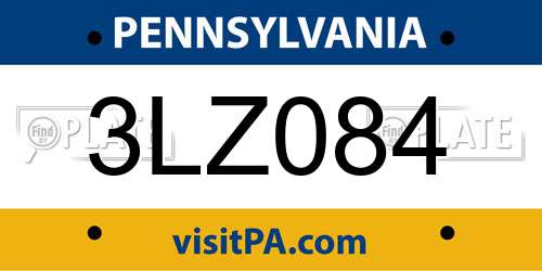 3LZ084 Pennsylvania License Plate