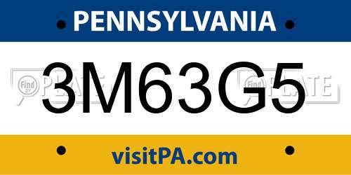 3M63G5 Pennsylvania License Plate