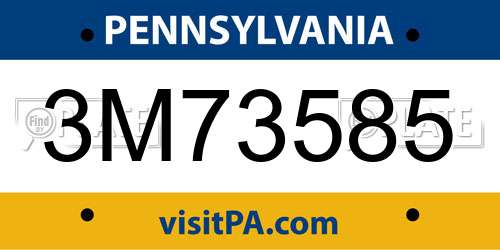 3M73585 Pennsylvania License Plate