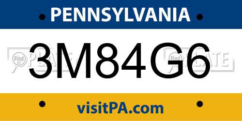 3M84G6 Pennsylvania License Plate