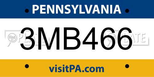 3MB466 Pennsylvania License Plate