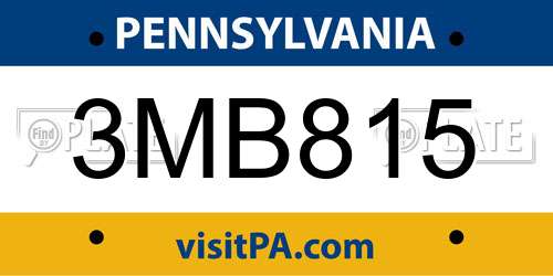 3MB815 Pennsylvania License Plate