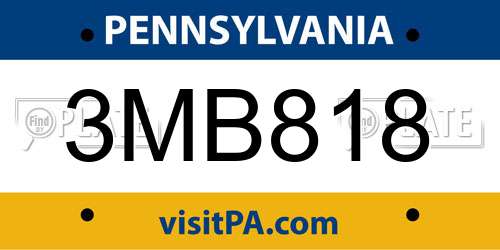 3MB818 Pennsylvania License Plate