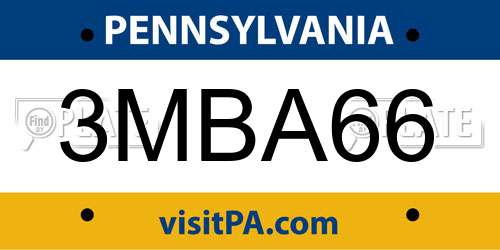 3MBA66 Pennsylvania License Plate