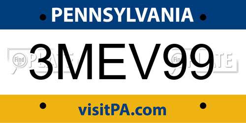 3MEV99 Pennsylvania License Plate