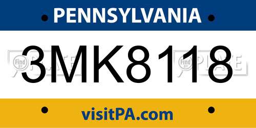 3MK8118 Pennsylvania License Plate