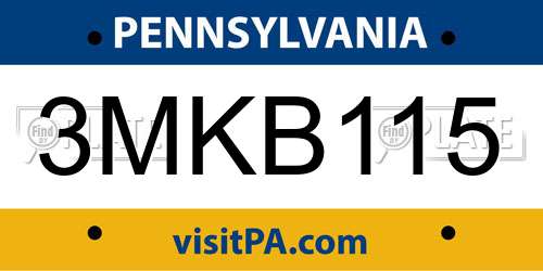 3MKB115 Pennsylvania License Plate
